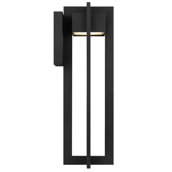 English Elm 18 Inch Matte Black Integrated Led Outdoor Sconce with Sandblast Glass Diffuser B370P414031