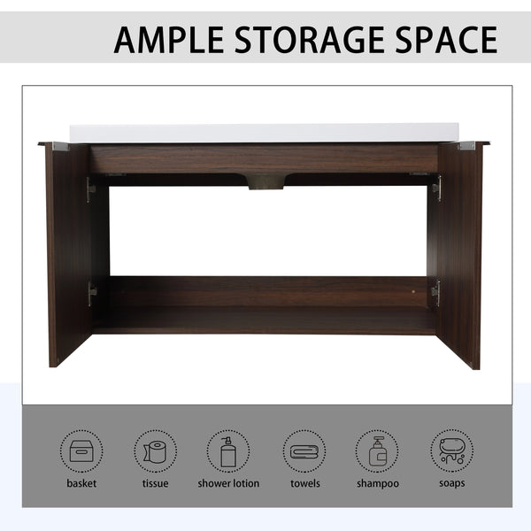 English Elm Modern 36-Inch Float Mounting Bathroom Vanity with Resin Sink, Eco Plywood, Soft-Close Doors & Shelf W99952552