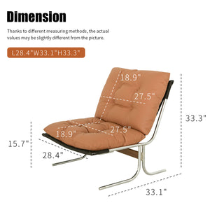 English Elm Leather Armchair Oversized Modern Accent Chair High Back Wingback Comfort Foam Seat Metal Legs Brown W2105P303635