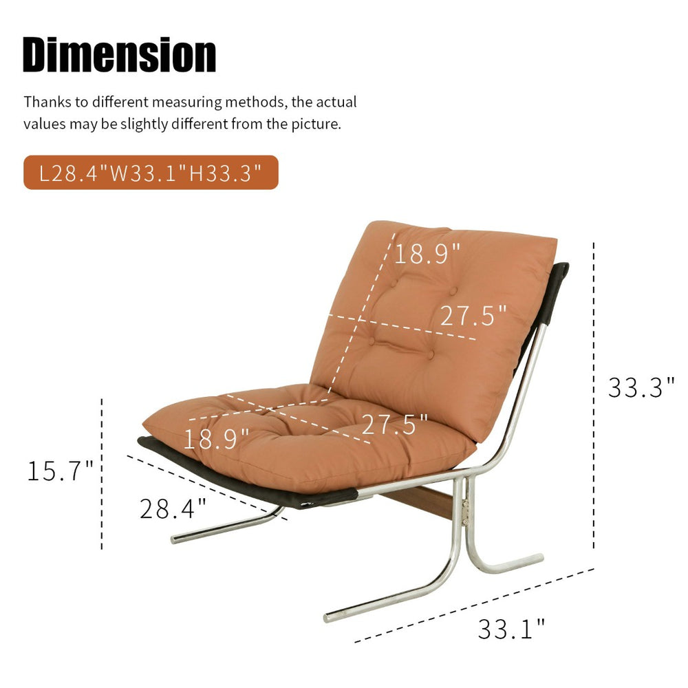 English Elm Leather High Back Wing Accent Chair with X Metal Legs for Living Room or Office W2105P480697