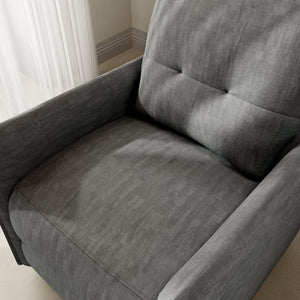 English Elm Chenille Upholstered Push Back Recliner with Metal Frame and Overstuffed Foam Lounger Grey W3568P431432