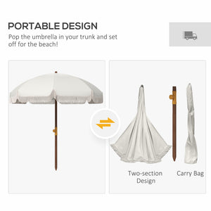 English Elm Outsunny Portable Beach Umbrella Uv 40 Plus Vented Canopy Fringed Resort Style Shade W2225P174259
