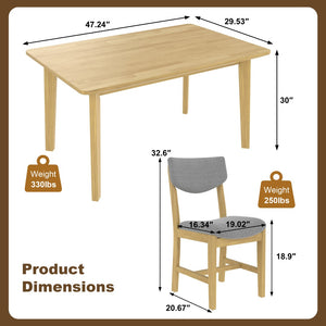 English Elm Rustic Farmhouse Five Piece Dining Set Rubberwood Legs Upholstered Chairs for Kitchen Natural N752S000089A
