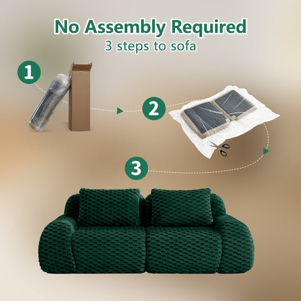English Elm 82" Modular Sectional Sofa Flannelette Upholstery Deep Seat No Assembly Living Room Green W714P377092