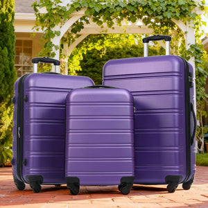 English Elm 3 Piece Abs Hardshell Spinner Luggage Set with Tsa Lock Expandable Travel Suitcases Purple PP191030AAI