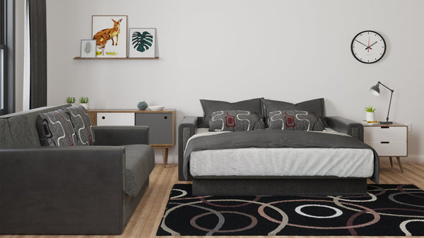 English Elm PrimeNest PulseForge Chenille Convertible Sofabed with Storage, Click-Click Sleeper, 900 lb Capacity, Grey B030P286594