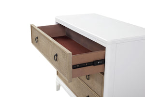 English Elm Hall Chest White Solid Wood & MDF with 3 Drawers, Felt Top, Cedar Bottom, Cane Fronts & Custom Hardware B2699P266940