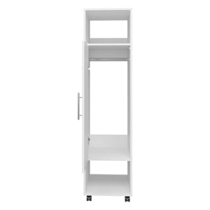 English Elm Armoire 62.9"H With Full-Length Mirror, 3 Shelves, Modern White Design For Stylish Storage Solutions B097P250837