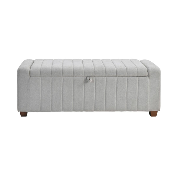 English Elm Contemporary Upholstered Storage Bench with Boucle Fabric, Plywood Frame, Foam Cushion & Solid Wood Legs Gray 50.5 L x 23.5 W x 17.5 H B011P298370