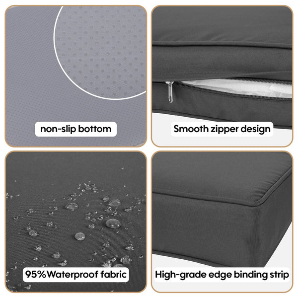 English Elm Cushion Covers 14Pc Set for 7-Piece Wicker Sectional Sofa Outdoor Slipcovers with Zippers Non-Slip Protection Grey W419P295492