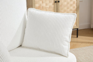 English Elm swivel Barrel Accent Chair with Solid Wood Frame & Metal Base, 350 lb Capacity, Sleek Curved Backrest Elegance White W2120P293677