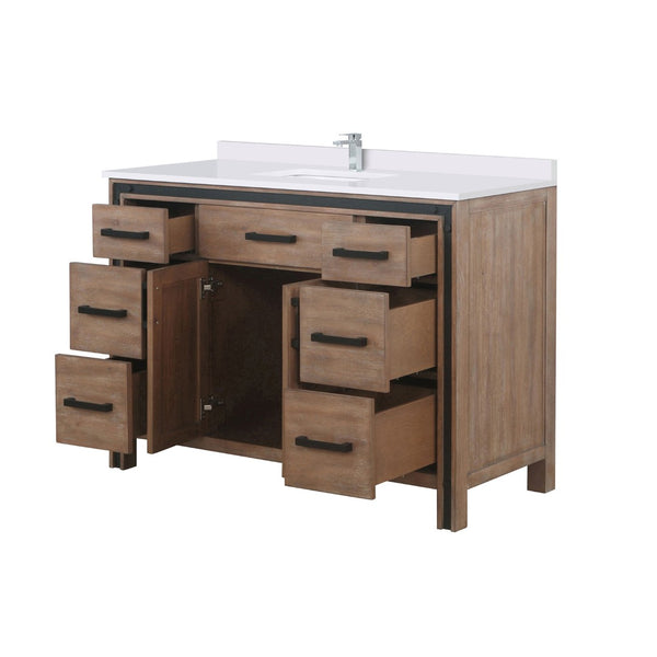 English Elm Rustic Barnwood Bath Vanity With White Quartz Top & Faucet Set - Stylish Storage For Modern Charm B2731P260611-GIGA