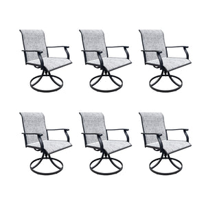 English Elm Swivel Textilene Patio Dining Chairs Set of 2 – Breathable Outdoor Porch Deck Chairs with 360° Rocking Black+ Gray W213P271500