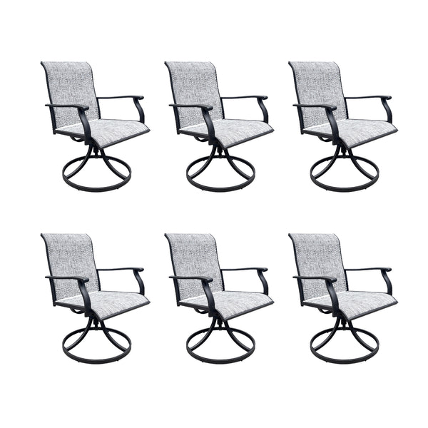 English Elm Swivel Textilene Patio Dining Chairs Set of 2 – Breathable Outdoor Porch Deck Chairs with 360° Rocking Black+ Gray W213P271500