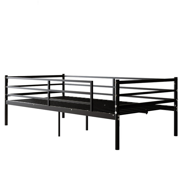 English Elm Bunk Bed Twin Over Heavy Duty Iron Frame with Guardrail for Teens and Adults W3752P464507