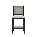 English Elm Set Of 2 Counter Height Chairs With Upholstered Seat, Black and Grey