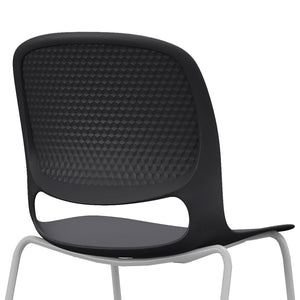 English Elm Modern Stacking Chairs Set of 4 Black – Ergonomic Polypropylene Seats, Steel Frame, Durable 180KG Load W3788P368813