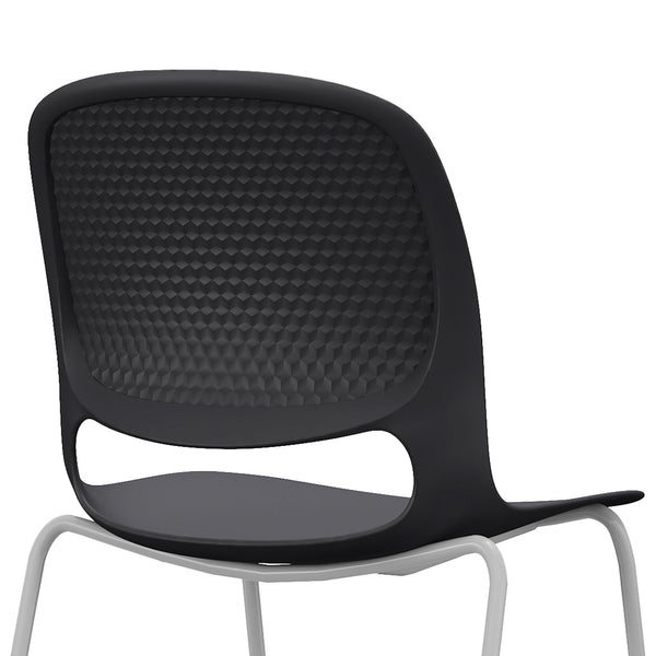 English Elm Modern Stacking Chairs Set of 4 Black – Ergonomic Polypropylene Seats, Steel Frame, Durable 180KG Load W3788P368813
