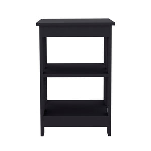 English Elm Side Table Rossville Black Engineered Wood End Table with Two Open Shelves, Modern Living Room Accent B092P191180