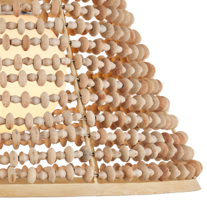 Pendulum Pendant - Bohemian Chic Light Fixture with Unique Wood Beads & Coco Cream Finish, 25.5"