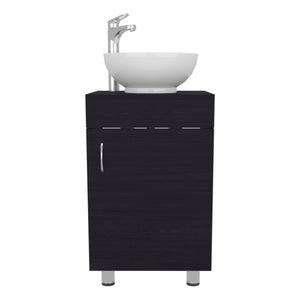 English Elm Bathroom Sleek Single-Door Vanity with Integrated Sink — Modern Minimalist Engineered Wood Storage, Durable & Eco-Friendly Black 28.35 L x 22.44 W x 11.42 H B097P296878
