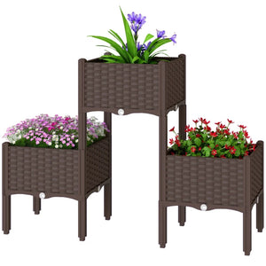 English Elm Elevated Modular Rattan Style Raised Garden Bed with Self Watering Reservoir Patio T3971P454896