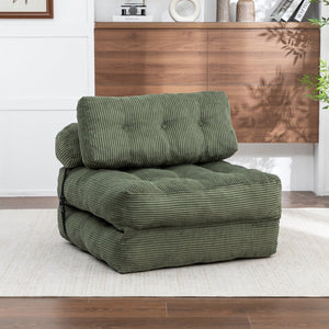 English Elm Folding Floor Sofa Bed Convertible Sleeper Chair with Shredded Foam Corded Fabric Green W2200P442796