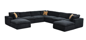 English Elm Coffee Bean Fabric Modular Sectional Sofa with Toss Pillows for Living Room B2748S00086