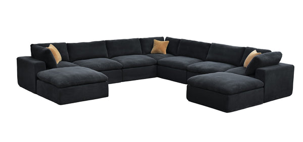 English Elm Coffee Bean Fabric Modular Sectional Sofa with Toss Pillows for Living Room B2748S00086