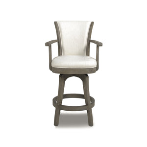 English Elm Jennifer Taylor Home - Williams 27In Swivel Counter Stool - Elegant White Linen, Comfort & Durability For Home Bars B2719P238372