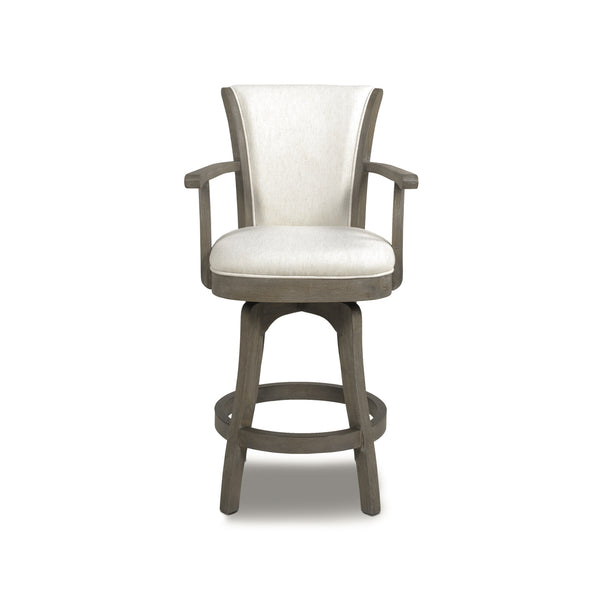 English Elm Jennifer Taylor Home - Williams 27In Swivel Counter Stool - Elegant White Linen, Comfort & Durability For Home Bars B2719P238372