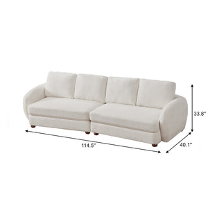 English Elm Ashcroft Furniture - Paton Plush Boucle Sofa with Machine-Washable Covers, Water-Resistant Durable Fabric, 4-Seater Comfort Cream B183S00047
