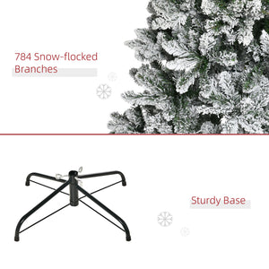 English Elm Homcom 9Ft Slim Snow-Flocked Pine Christmas Tree With Realistic Branches & Easy Setup For Tight Spaces W2225P229295