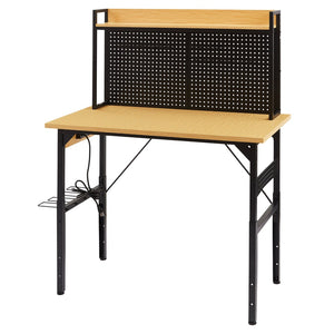 English Elm 48''adjustable Rolling Workbench Steel Frame Pegboard Outlets Garage Workshop W1162P223029