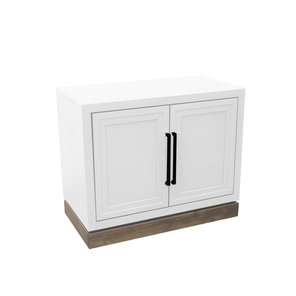 English Elm Nora Modular Two-Door Base Cabinet with Cable Management, Two-Tone Poplar & Alder Finish, Ready to Use White B108P345190