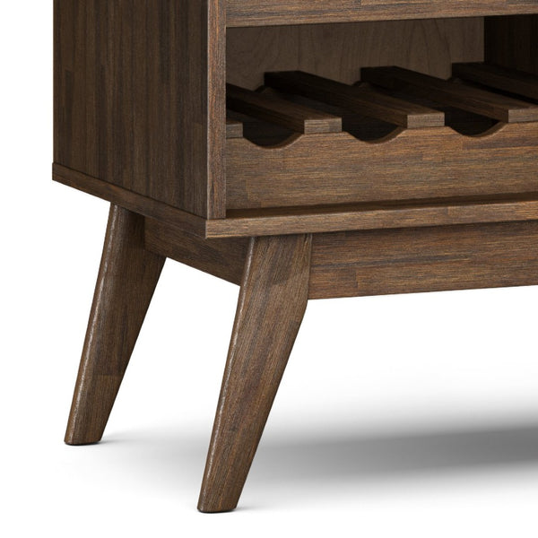 English Elm Clarkson Solid Acacia Wine Cabinet with Rack and Stemware Storage Mid-century Style B136P362545