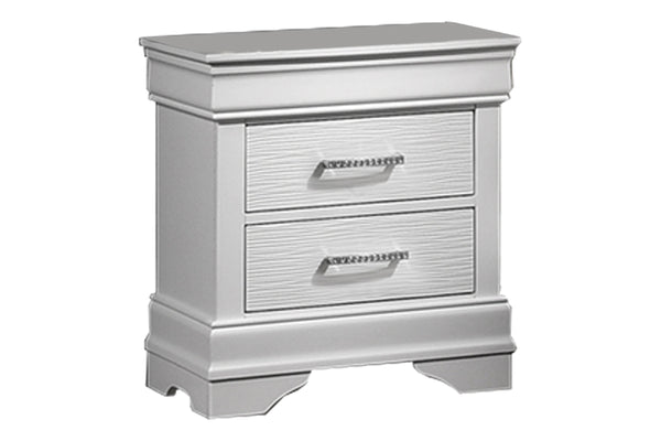 English Elm Modern Sleek Bedside Table with Diamond Accent Handles, 2 Spacious Drawers, White Nightstand 21x16x24" B011P306183