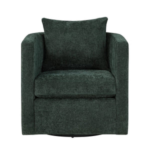 English Elm Sutton Kelly Green Swivel Barrel Chair — Ultra-Soft Performance Fabric, Reversible Cushions, 360° Comfort and Stain-Resistant Durability B050P322587