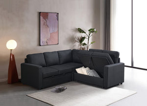 English Elm Sectional Sofa Bed, Modern Black Design For Compact Living, Versatile Comfort & Easy Assembly B205S00043-GIGA