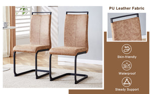 English Elm 1 Contemporary 5-Piece Dining Set With Tempered Glass Tabletop & 4 Brown Fabric Chairs For Home W1151S04027