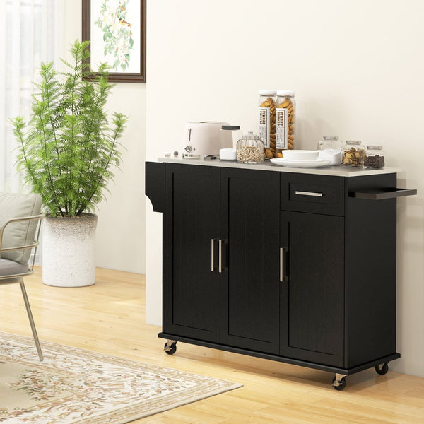 English Elm Homcom Rolling Kitchen Island With Storage, Stainless Steel Top, Spice Rack & Wheels For Easy Mobility W2225P217374