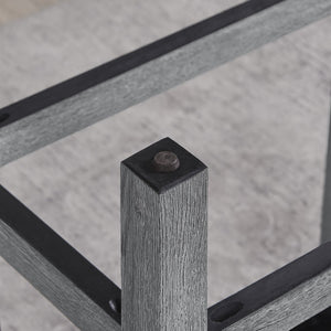 English Elm 59 Inch Bar Table Set with Power Outlet Rubberwood Frame and 3 Linen Stools Grey W2972P385254