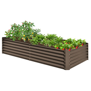 English Elm 8×4×1.5 Ft Galvanized Steel Raised Garden Bed Rust Proof Outdoor Metal Planter Brown W1859P429701