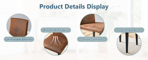 English Elm Four Modern Upholstered Dining Chairs Brown Faux Leather Foam Cushion Metal Legs W1151P357625