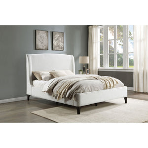 English Elm Theodore Boucle Wingback Queen Bed Sculptural Upholstered Frame for Modern Bedrooms B062S01637