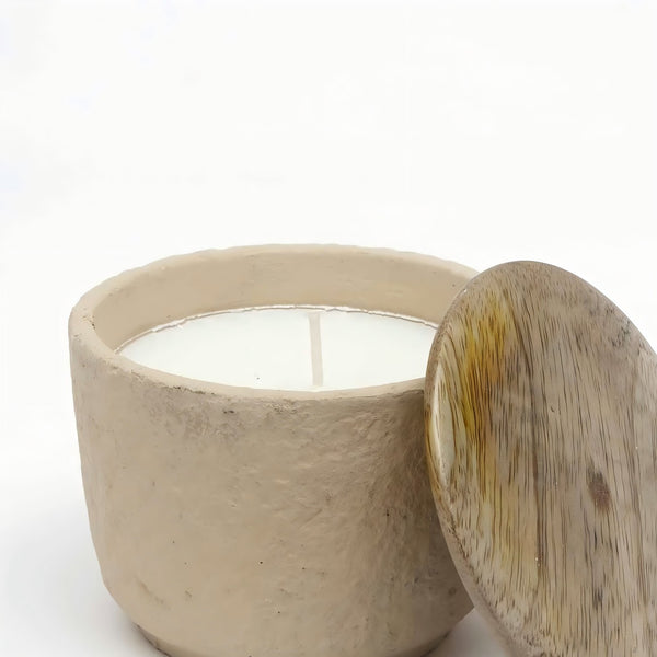 English Elm Jar Candle Eco-Friendly Ecomix With Wooden Lid - Handcrafted Mimosa Scent, 7Oz For Relaxation & Décor B346P369774