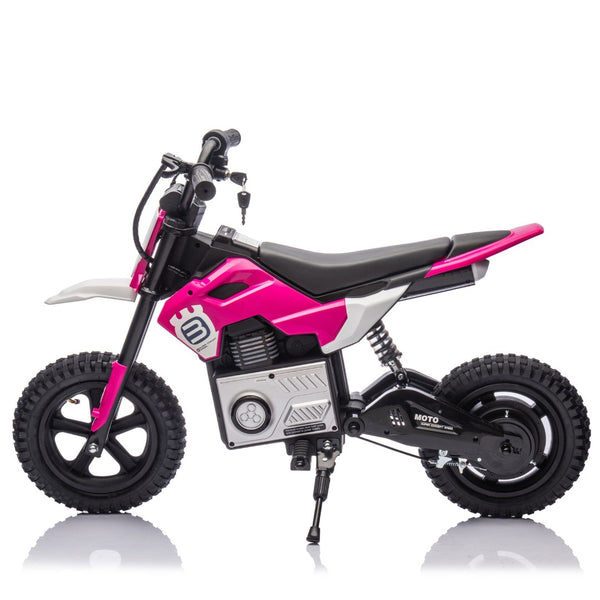English Elm 24v Kids Electric Motocross Motorcycle 200w Hub Motor Suspension Led Bluetooth Audio Pink W1578P225049