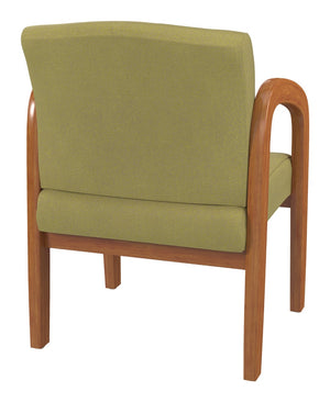 OSP Home Furnishings Medium Oak Wood Visitor Chair with Lumbar Support Taupe Upholstery for Office Waiting Areas WD380-K010