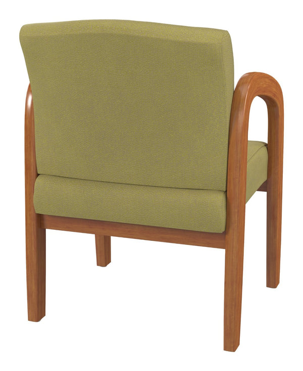 OSP Home Furnishings Medium Oak Wood Visitor Chair with Lumbar Support Taupe Upholstery for Office Waiting Areas WD380-K010