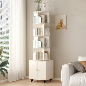 English Elm Rotating 360-Degree 5-Tier Corner Bookshelf With Drawer - Space-Saving Storage For Small Rooms W2641P329223-GIGA